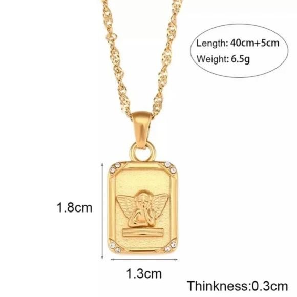 NEW 18K GOLD ANGEL PENDANT DIAMOND NECKLACE - Picture 4 of 5